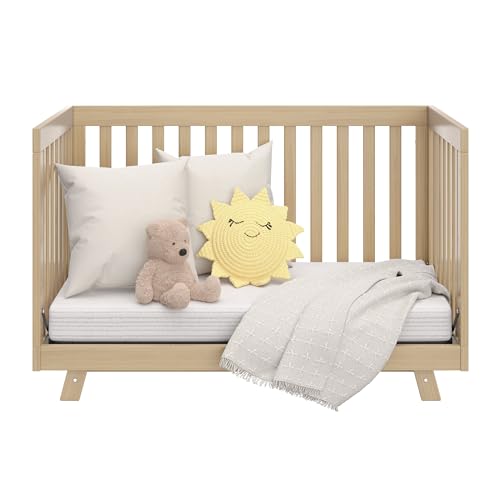 Storkcraft Beckett 3-in-1 Convertible Crib – GREENGUARD Gold Certified, Fits Standard Crib Mattress, Converts to Toddler Bed and Daybed, 4 Mattress Heights, Grow-with-Me Design (Driftwood)