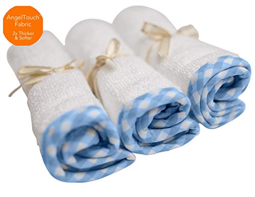 Channing & Yates - Premium Baby Washcloths - (6-Pack) Organic Baby Wash Cloths - Thick, Soft, Plush - Great for Eczema - Face Washcloths (Blue on White)