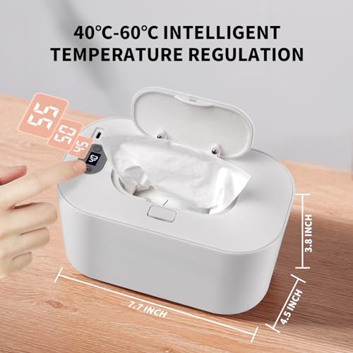Baby Wipe Warmer and Baby Wet Wipes Dispenser, 5 Modes of Temperature Heating Control Portable Diaper Wipes Warmer for Newborn Baby, Baby Shower Gifts White