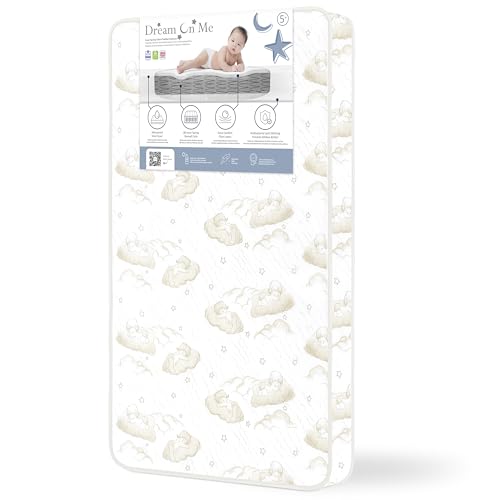 Dream On Me Twilight 5” 88 Coil Inner Spring Crib & Toddler Mattress – Brown Cloud, Greenguard Gold & BSA Certified, Waterproof & Stain-Resistant Cover, Fits Standard Full-Size Cribs & Toddler Beds