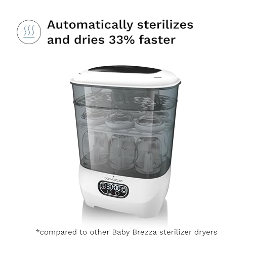 Baby Brezza Bottle Sterilizer and Dryer Advanced – 33% Faster - Largest Capacity Steam Sanitizer - Universal Sterilization Machine for All Bottles + Pump Parts - HEPA Air Filter