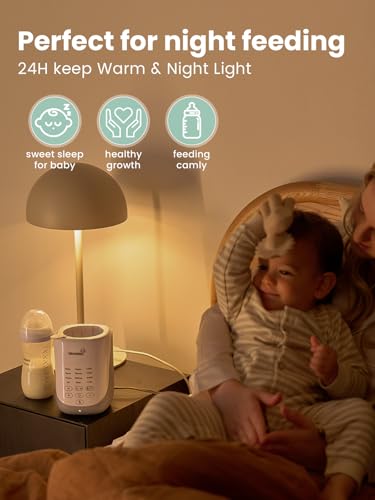 Grownsy Nutri Bottle Warmer with Innovative Auto-Lift Feature, Retain Fullest Nutrients Compact Baby Bottle Warmer, Fast & Even Heat, Always Right Temperature, Night Light for Nighttime Breastfeeding