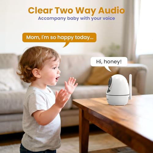 ANMEATE 5" HD Video Baby Monitor with Camera and Audio - No WiFi, 48H Battery Life,720P Remote Pan Tilt Zoom, Two-Way Talk, Night Vision, Thermal Room Monitor, Lullabies & White Noise, 1000ft Range