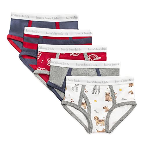 Burt's Bees Baby Toddler Boys' Underwear, Organic Cotton, Tag-Free Comfort Briefs, Pack of 5