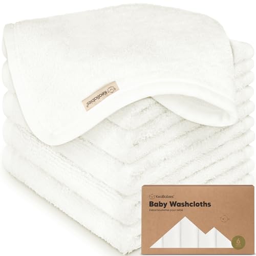 6-Pack Baby Washcloths, Soft Absorbent Washcloths for Face, Body (White)