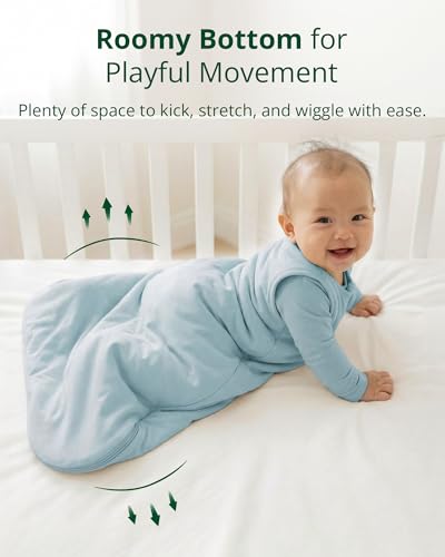EARTH PENGUIN Soft Bamboo Viscose Baby Sleep Sack 6-18 Months, 1.0 TOG Baby Sleeping Bag 2 Pack, Cozy Baby Wearable Blanket 2-Way Zipper