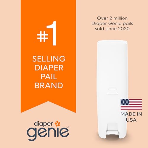 Diaper Genie Premier Diaper Pail Gift Set | Hands-Free Odor Control with Foot Pedal | High-Capacity Diaper Trash Can | Includes 2 Jumbo+ Refills (Holding up to 2,160 Newborn Diapers)