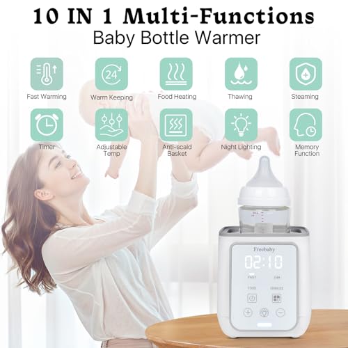 Freebaby Bottle Warmer,Fast Baby Bottle Warmer for Breast Milk & Formula, Accurate Temperature Control,Milk Warmer for All Bottles, Easy to use,24H Keep, Thawing, Sterilizing & Food Heating（Gray）