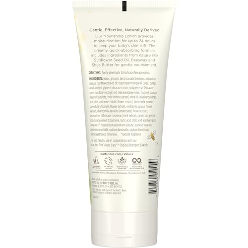 Burt's Bees Baby Nourishing Lotion, Original Scent Baby Lotion - 6 Ounce Tube - Pack of 3