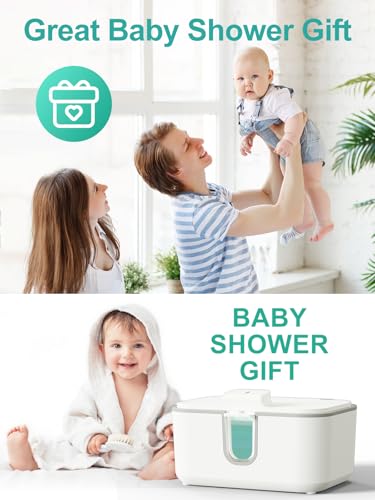 KOSTTE Baby Wipes Warmer, Larger Capacity Wipe Dispenser, Even Heating Diaper Wipe Warmer with Night Light, On/Off Switch, White