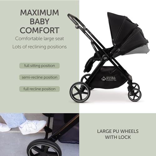 KOOLABABY Reversible Baby Stroller – Foldable Stroller with Parent & World Facing Seat, Multi-Recline & Extendable Canopy – Toddler Stroller