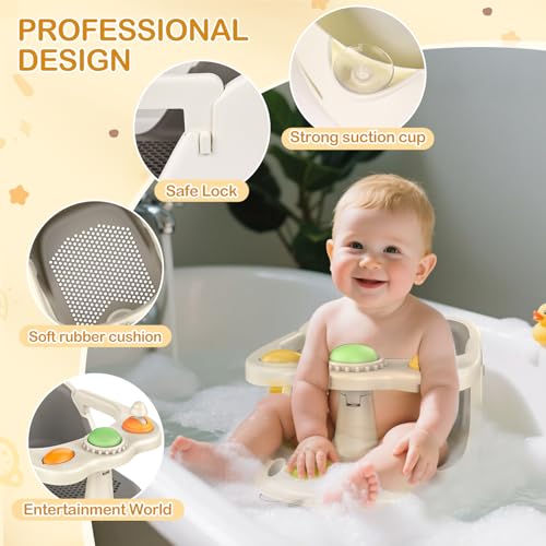Baby Bath Seat for Babies 6 Months & Up - Non-Slip Toddler Bath Seat for Baby & Newborn with Suction Cups, Safe Baby Bath tub Seat with Suction Cups, Baby Bath Chair