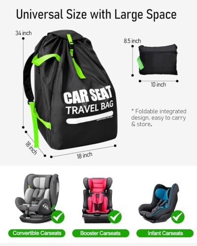 Car Seat Travel Bag for Airplane, 600D Large Car Seat Bags for Air Travel with Comfort Padded Straps, Carseat Storage Bag / Backpack for Carseat Airport, Carseat Cover Travel - Baby Travel Essential