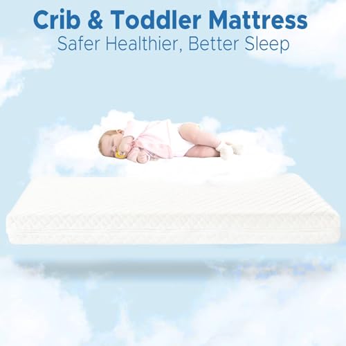 SCHNAUZER HOME Crib Mattress, Dual-Sided Breathable Baby and Toddler Memory Foam Mattress with Removable and Washable Cover, 100% Knitted Fabric, Fits Standard Cribs and Toddler Beds, 52" x 28" x 5"