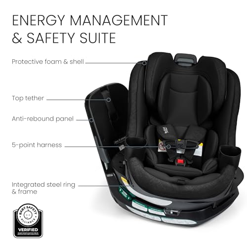 Britax Galaxy360 Slim Rotating Convertible Car Seat, 2-in-1 Rotating Car Seat for Infants & Toddlers with 360 SwivelSmooth Steel Ring, Extended Rear-Facing and ClickTight Installation – Raven Black