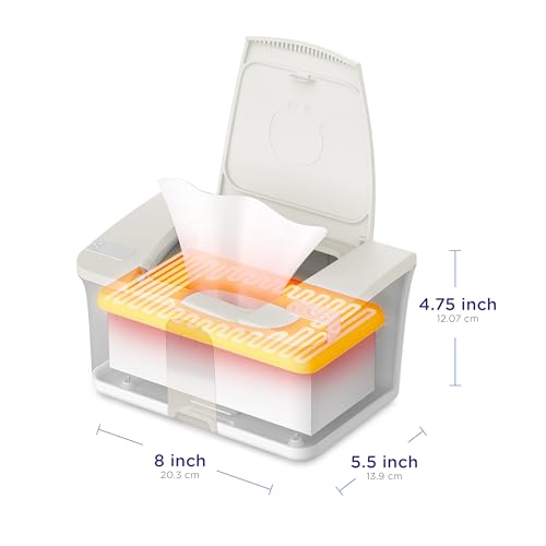 Ubbi Baby Wipes Warmer & Dispenser with Nightlight, Top-Heating System, Oat