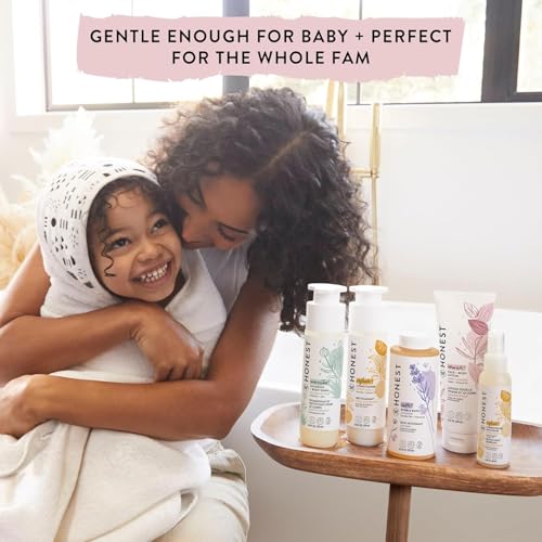 The Honest Company Babe's Mini Must Haves Gift Set Travel Size Hypoallergenic Lavender Bathtime Essentials Shampoo Body Wash (2 fl oz) Face Lotion (1 Bubble Bath