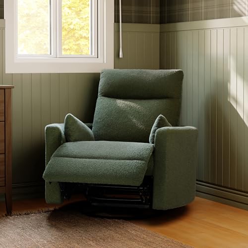 Davinci Atlas 360° Swivel Recliner Glider Chair - Cozy Olive Bouclé