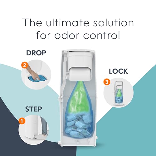 Diaper Genie Premier Diaper Pail Gift Set | Hands-Free Odor Control with Foot Pedal | High-Capacity Diaper Trash Can | Includes 2 Jumbo+ Refills (Holding up to 2,160 Newborn Diapers)