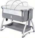 Elevon Bedside Bassinet, 4-in-1 Baby Bedside Sleeper with Rocking Mode, Breathable Mesh, Built-in Wheels, Adjustable 7 Heights, Portable Infant Bassinet with Mattress and Storage