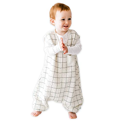 Tealbee Dreamsuit Toddler Sleep Sack with Feet – Walker Sleep Bag with Legs, Rayon made from Bamboo, Summer 0.8 TOG, 2-Way Zipper, 2T-3T - Checkered