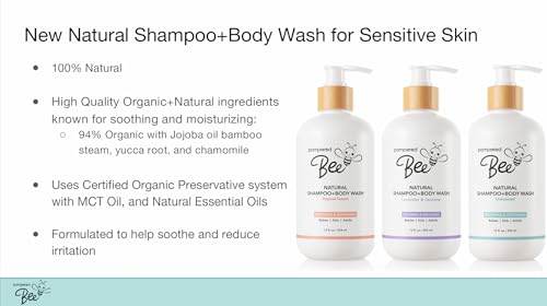 Pampered Bee - Shampoo & Body Wash (Tropical Fusion), 2-in-1 Natural Formula for Newborns, Toddlers and Kids, 12 oz