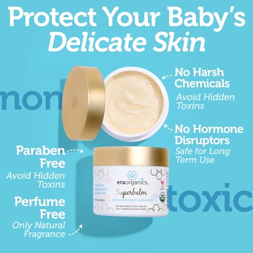 Era Organics Healing Ointment for Babies - USDA Certified Organic Natural Moisturizer Gentle on Sensitive Skin Prone To Baby Eczema, Cradle Cap (Infant Seborrheic Dermatitis), Rashes, Hives 2oz