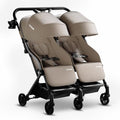 Mompush Lithe Double Stroller for Infant and Toddler, Lightweight Side by Side Twin Stroller, Only 25 lbs, 30-Inch Slim Fit Through Doorways, One-Step Fold, Independent Recline, UPF 50+ Canopy