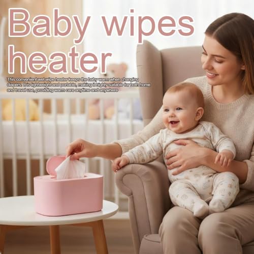 Portable Baby Wipe Warmer, Large Capacity Moist Wipe Dispenser with LED Display, Quiet & Even Heating, Diaper Wipes Warmer for Home Car Travel Use (White)