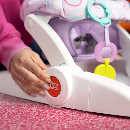 Bright Starts Learn-to-Sit Baby Floor Seat, 2-Positions Grow with Infant, Portable Baby Chair, Includes Sensory Toys, Unisex, 4-12 Months, Purple Paradise