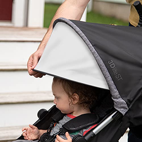 3Dlite ST Convenience Stroller, Black & Gray - Lightweight Stroller with Steel Frame, Large Seat Area, Multi-Position Recline, Large Storage Basket - Infant Stroller for Travel and More