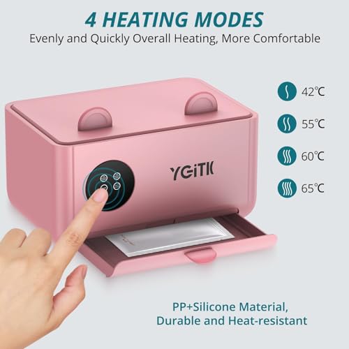 YGiTK Portable Baby Wipe Warmer —Dual Layer with Face Mask Heating Wet Wipe Warmer, 4-Level Temperature Adjustable,Large Capacity and Touch Control, Fast Heating for Newborn Night Care
