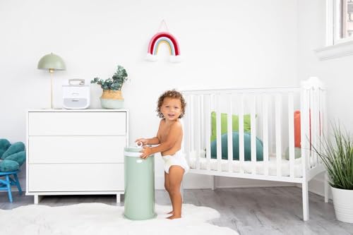 Ubbi Steel Diaper Pail, Odor Locking, No Special Bag Required, Award-Winning, Registry Must-Have, Sage Green
