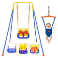 2 in 1 Toddler Swing ＆ Jumper with Frame, Outdoor, Indoor, Baby Swing with Safety Belt for Indoor and Outdoor Use, Foldable Metal Stand & Clear Instructions, Easy to Assemble