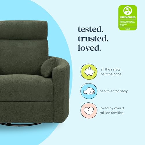 Davinci Atlas 360° Swivel Recliner Glider Chair - Cozy Olive Bouclé