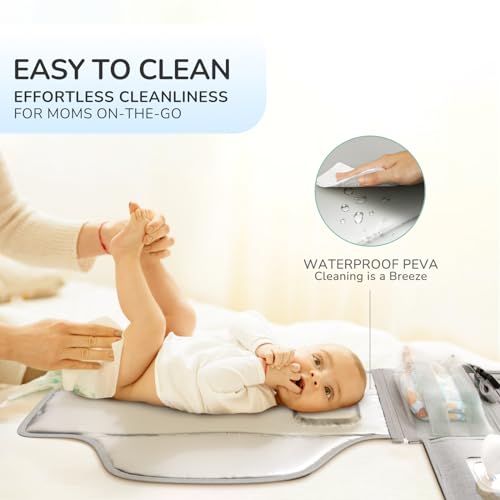 Alatino Portable Diaper Changing Pad for Baby, Detachable Travel Changing Pad with Baby Wipes Pocket, Gifts for Baby Shower, Newborn Girls and Boys (Grey)