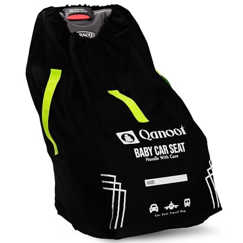 Qanoot Infant Car Seat Travel Bag for Airplane - Durable Gate Check Bag for Car Seats that fits easily on Convertible Car Seats, Infant Carriers & Booster Seats (Hand Carry Bag, Black)