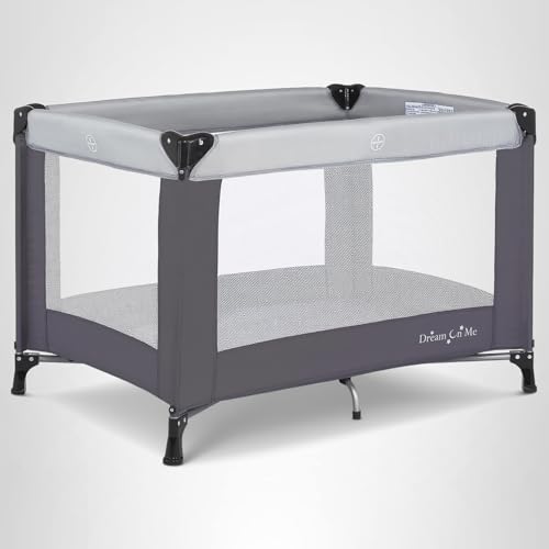 Dream On Me Nest Portable Baby Playard, Lightweight Foldable Travel Play & Nap Space with Carry Bag, Breathable Mesh Sides for Infants & Toddlers, Compact Indoor Outdoor Use, Grey