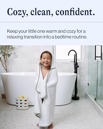 Lalo The Hooded Towel & Washcloth Set, 100% Organic Cotton, Soft on Sensitive Skin, Durable & Absorbent, Machine Washable, Includes One Baby Towel and Two Washcloths - Sage