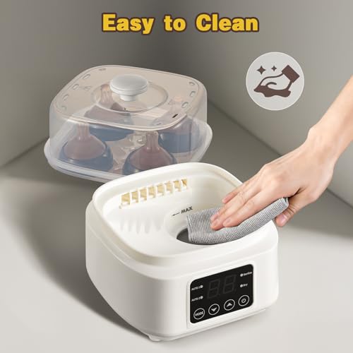 Baby Bottle Steamer and Dryer: 8 in 1 Compact Electric Steam - Portable for Travel and Home Use - for Baby Bottles Pacifiers Breast Pump Parts and Other Newborn Essentials BPA Free Auto Shut Off