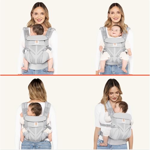 Ergobaby Omni Classic Baby Carrier for Newborn to Toddlers 0-48 Months (7-45 lbs) - 4-Position Breathable Mesh Baby Carrier with Ergonomic Support - Pearl Grey