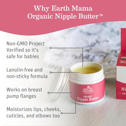 Earth Mama Organic Nipple Butter - 2 fl oz - Lanolin-Free Nipple Cream - Safe, Soothing Balm for Breastfeeding - Postpartum Essentials for Nursing