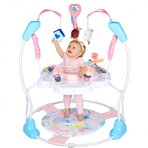 Enborbabe Baby Activity Center, 3-in-1 Grow-with-Me Baby Jumper Activity Center, 360° Rotating Jumper & Bouncer with Interactive Toys, Music, Lights and 3 Adjustable Heights for Babies 6+ Months