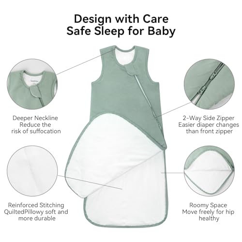 BubblePanda Rayon Made from Bamboo Sleep Sack 2t-3t 1.0 Tog Soft Toddler Sleeping Sack 24-36 Months for Babies 2-Way Zipper Baby Wearable Blanket