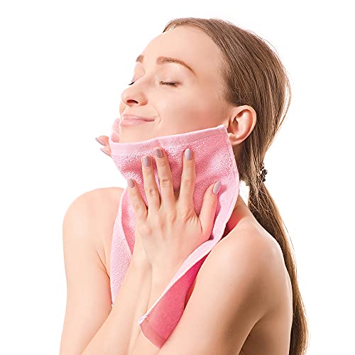 Yoofoss Washcloths Towel Set 10 Pack Baby Rayon Derived from Bamboo Wash Cloth for Bathroom-Hotel-Spa-Kitchen Multi-Purpose Fingertip Towels and Face Cloths 10'' x 10'' - Pink
