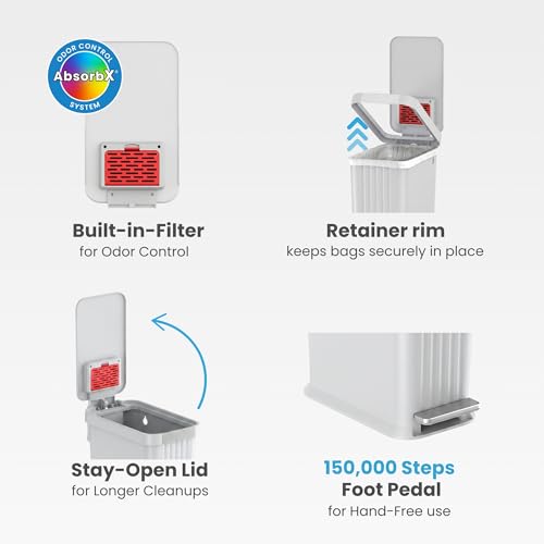 Patented 13 Gallon STEP Adult Diaper Pail, Fits Kitchen Bags, Odor Filter Trash Can, 40+ Diapers Capacity, No Refills Needed, Incontinence Underwear & Nursery Diapers, ADA Compliant, Matte Stone Gray