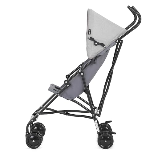 Dream On Me Aero Travel Umbrella Stroller, One-Hand Quick Fold, 3-Point Safety Harness, Dual Brakes, Adjustable Removable Canopy, Lightweight Compact & Space-Saving, for 6 to 36 Months – Grey