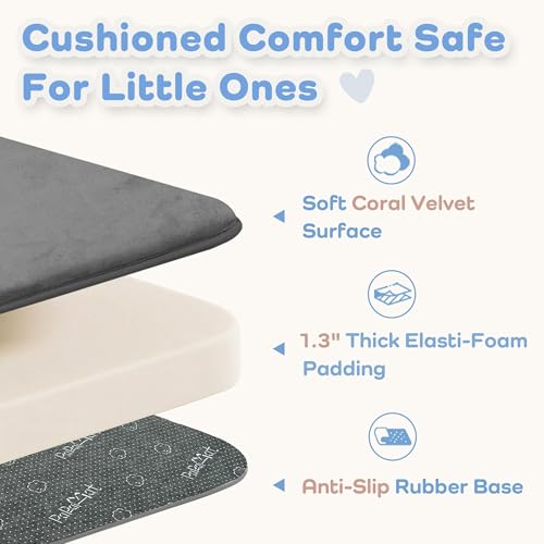 PAPAMAT 1.3" Thick Baby Floor Play Mat 50x50, Basic Padded Foam Mat for Tummy Time Crawling, Non Slip Cushioned for Babies Toddlers Infants Kids (Dark Grey)