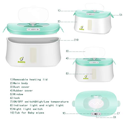 Bubos Upgraded Baby Wipe Warmer and Wet Wipes Dispenser with Advanced LED Night Light
