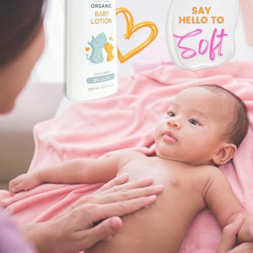 Aquatural Organic Baby Essentials Bath Care Set - Certified Organic Baby Shampoo, Lotion & Nappy Cream - Dermatologist Tested, Newborn Safe, Gentle & Nourishing